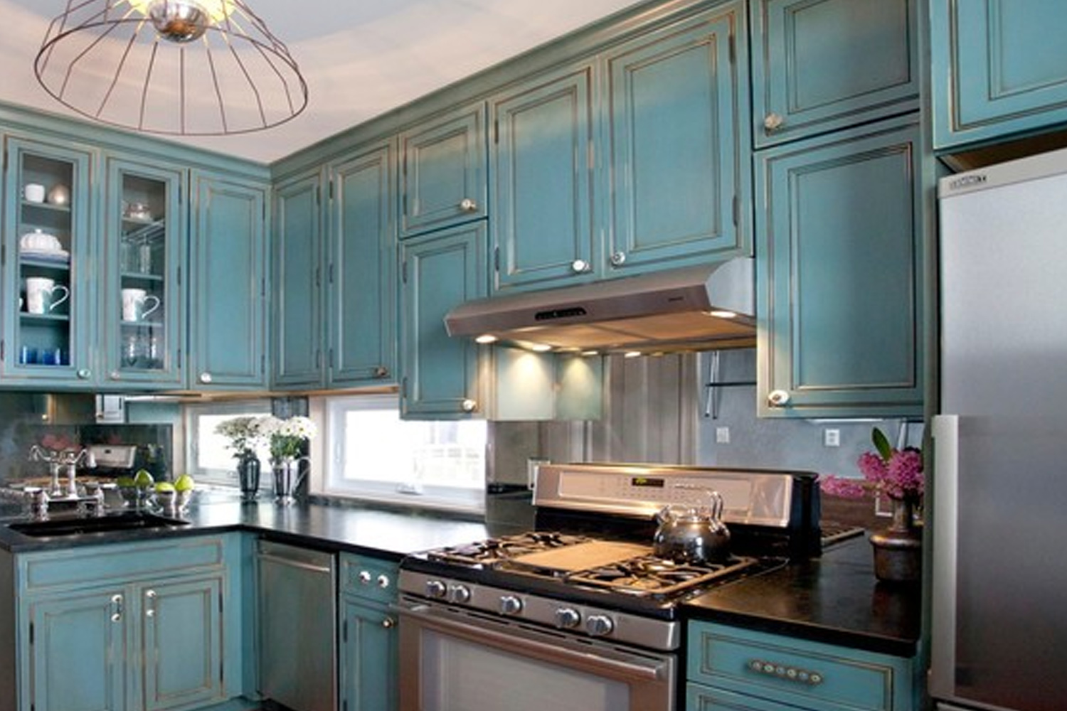 стиль кухни прованс цвет голубой